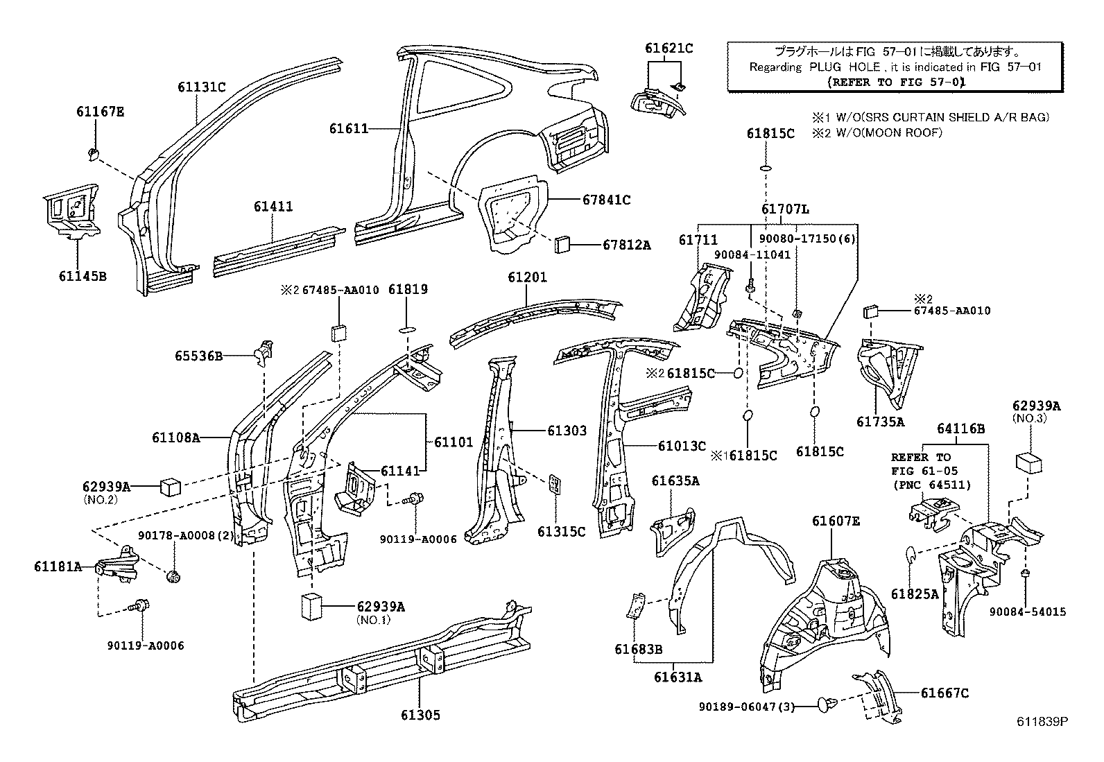 Toyota 61202-AA010 RAIL SUB-ASSY, ROOF SIDE, LH