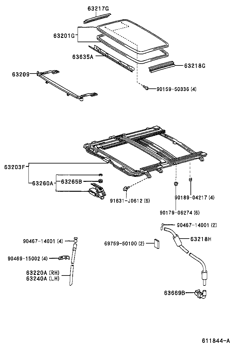 63239-50050 STOPPER, SLIDING ROOF PANEL product image
