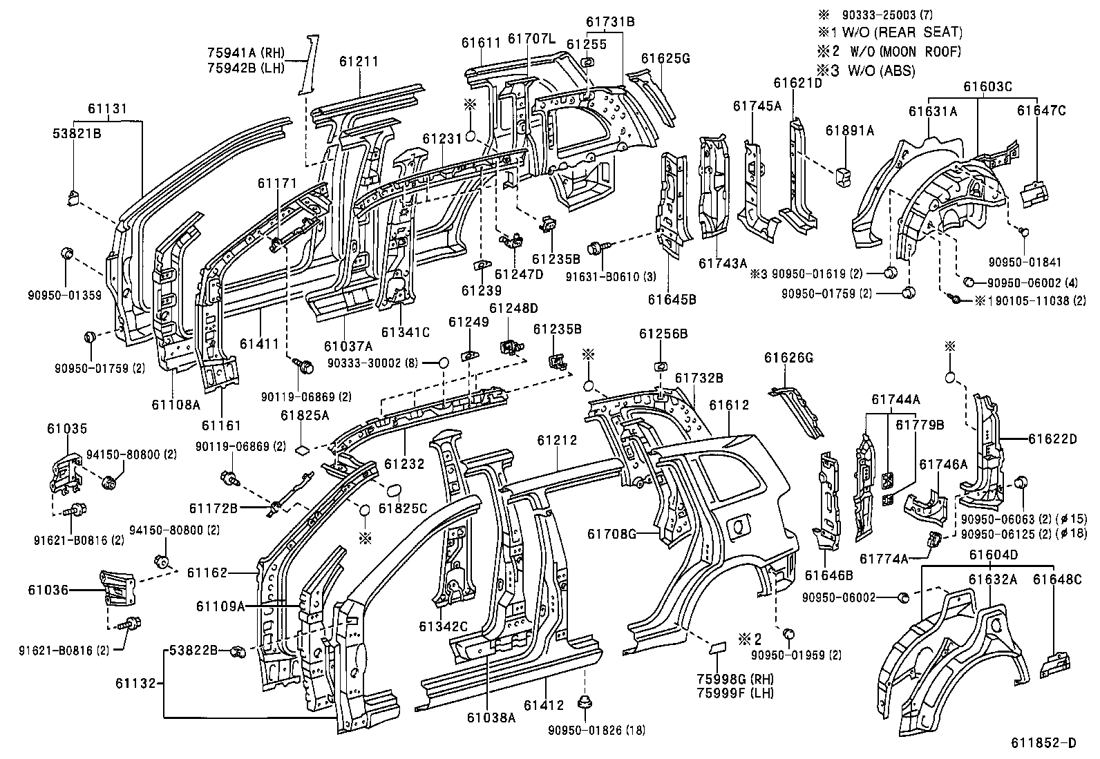 61341-42900 PILLAR, CENTER BODY, INNER UPPER RH product image