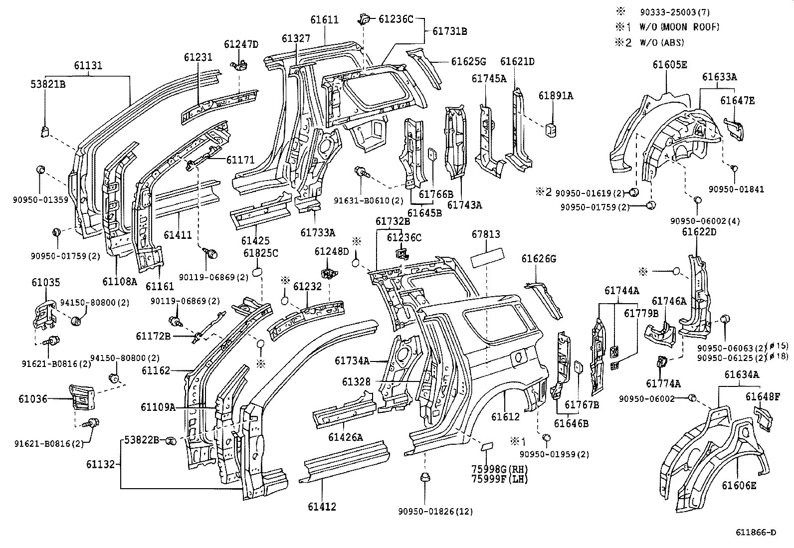 61341-42900 PILLAR, CENTER BODY, INNER UPPER RH product image
