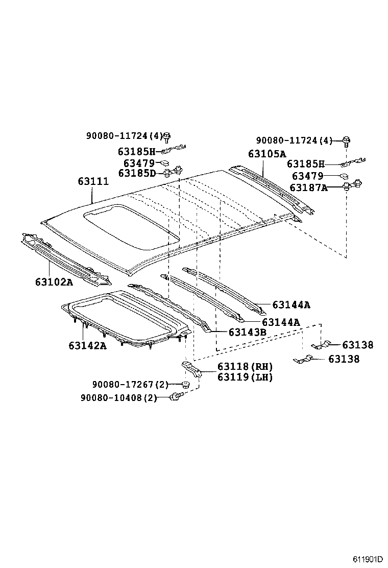 Toyota 63203-0E010 HOUSING SUB-ASSY, SLIDING ROOF