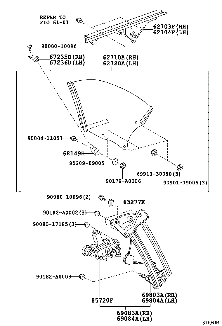 Toyota 62720-AA050 WINDOW ASSY, QUARTER, LH