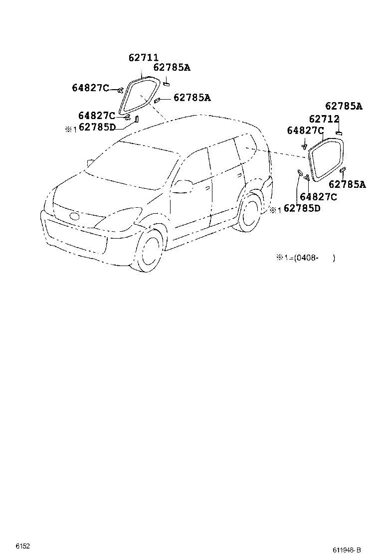 Toyota 62711-BZ190 GLASS, QUARTER WINDOW, RH