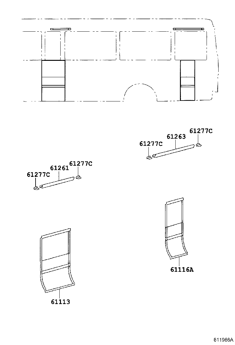 61013-36040 PILLAR SUB-ASSY, NO.3 RH product image