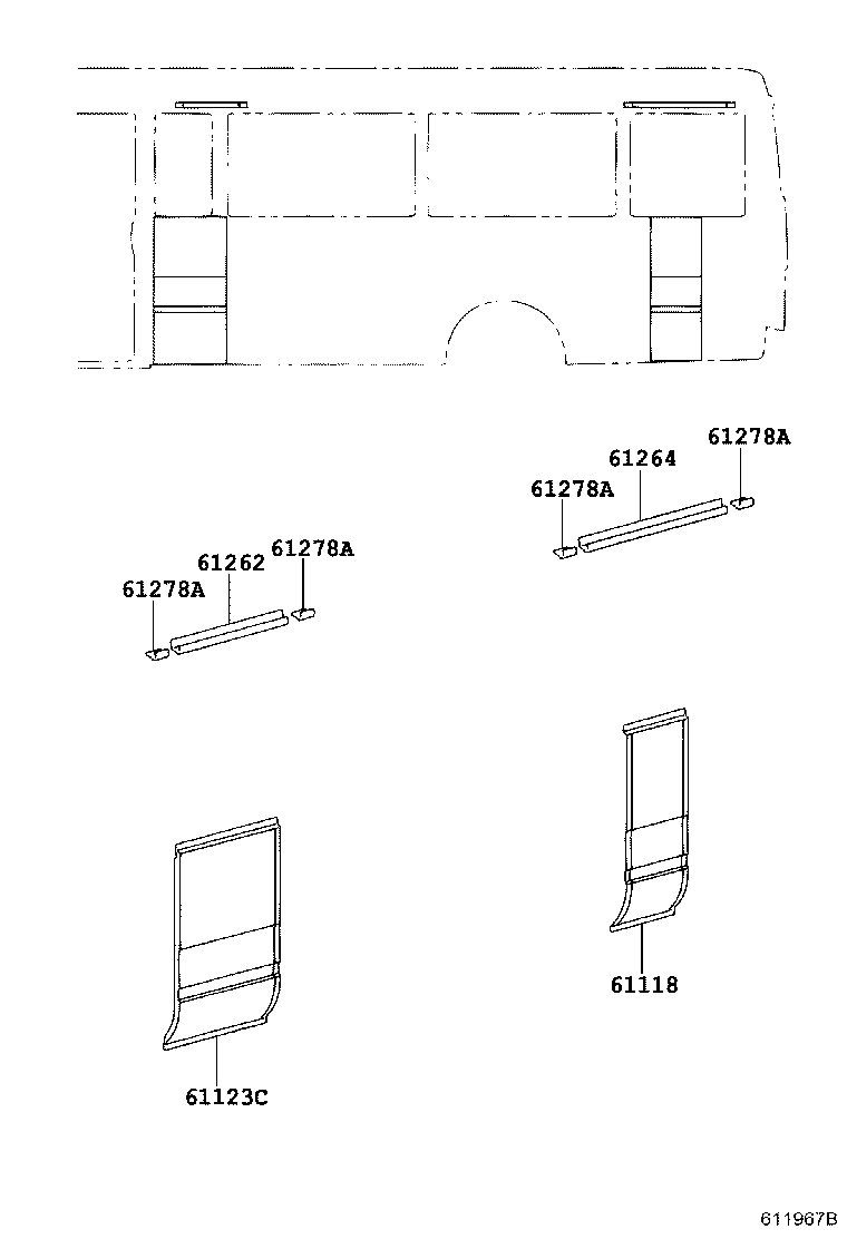 61013-36040 PILLAR SUB-ASSY, NO.3 RH product image