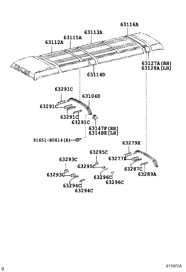 63137-36010 RETAINER, OUTER UNDER REAR VIEW MIRROR product image