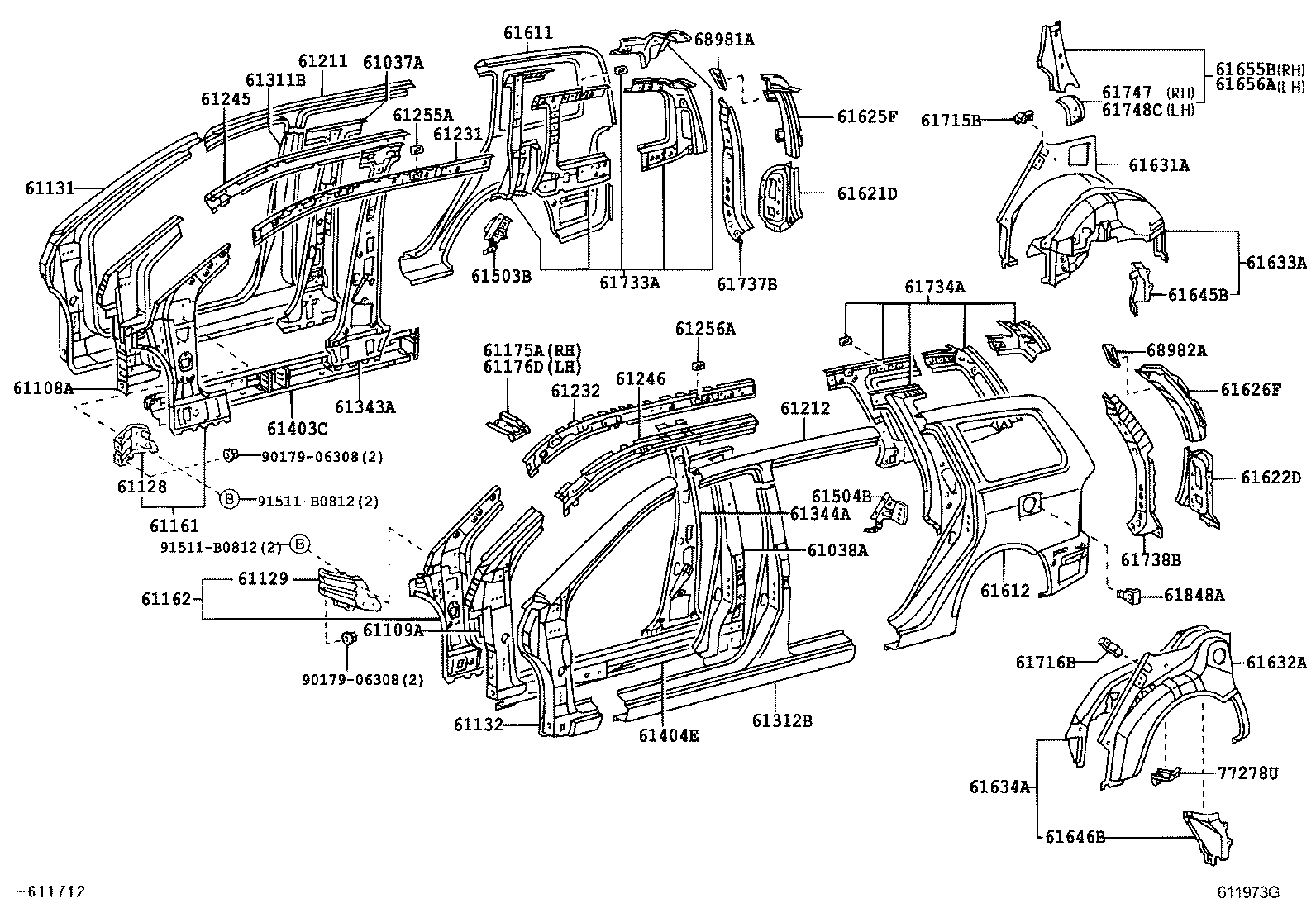 61631-12430 PANEL, QUARTER WHEEL HOUSE, OUTER RH product image