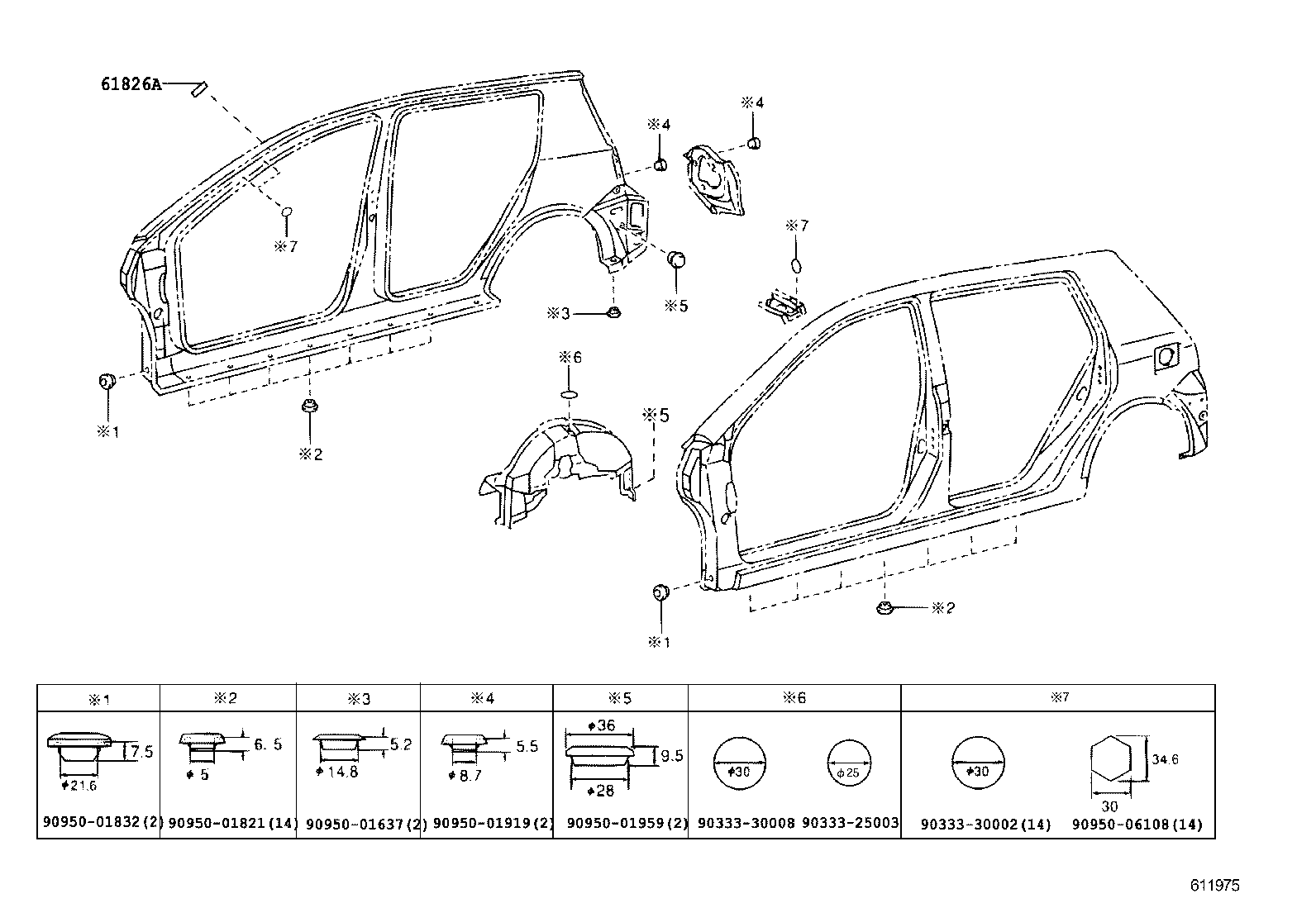 61601-13550 PANEL, QUARTER, RH product image