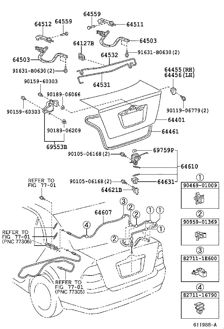 64503-12150 ARM SUB-ASSY, LUGGAGE COMPARTMENT DOOR HINGE, RH product image