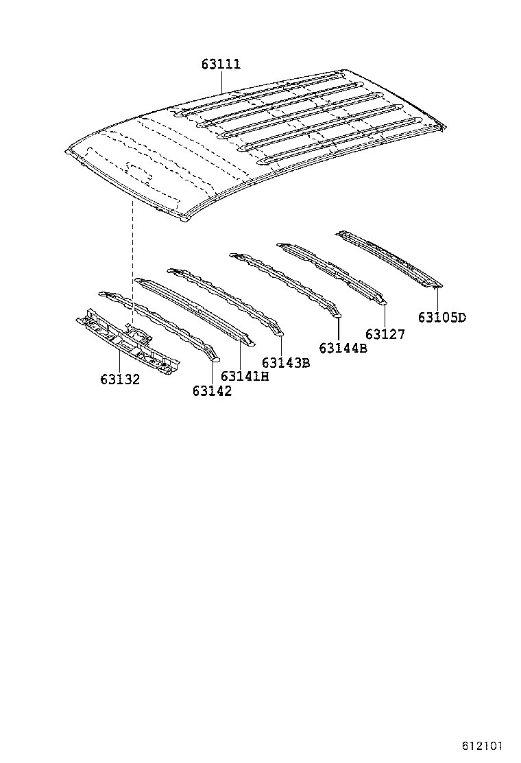 63142-0K030 REINFORCEMENT, ROOF PANEL, NO.2 product image