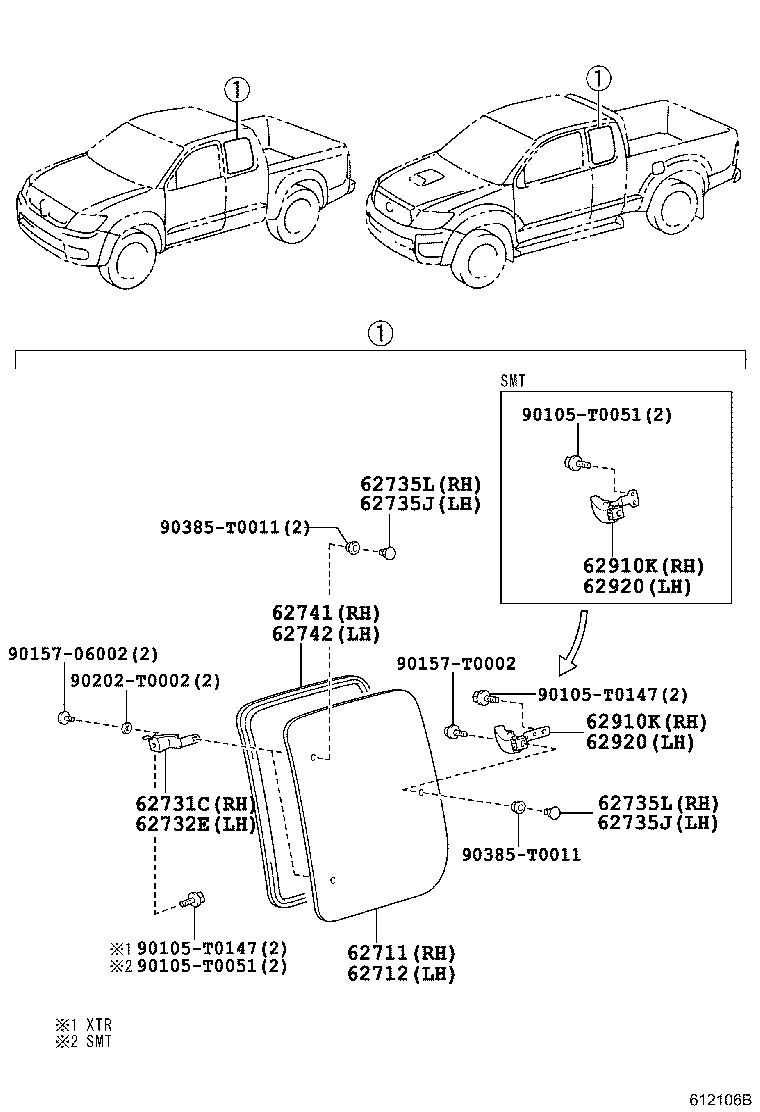Toyota 62711-0K210 GLASS, QUARTER WINDOW, RH