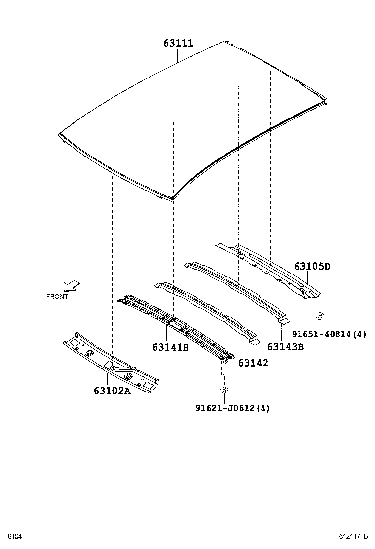 63111-B1010 PANEL, ROOF product image