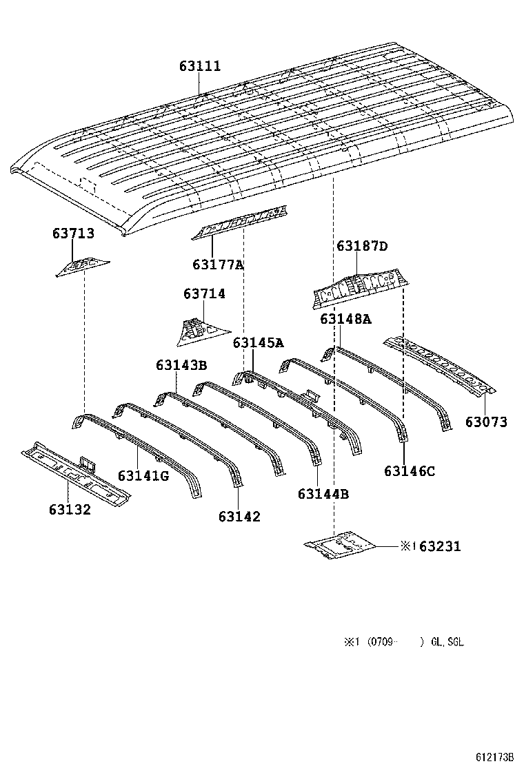 63142-26100 REINFORCEMENT, ROOF PANEL, NO.7 product image