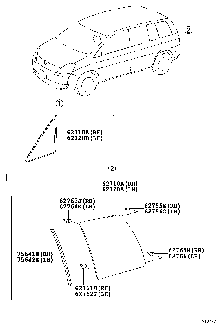 75641-44020 MOULDING, QUARTER WINDOW, RH product image