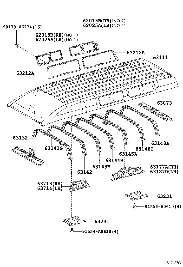 63142-26100 REINFORCEMENT, ROOF PANEL, NO.7 product image