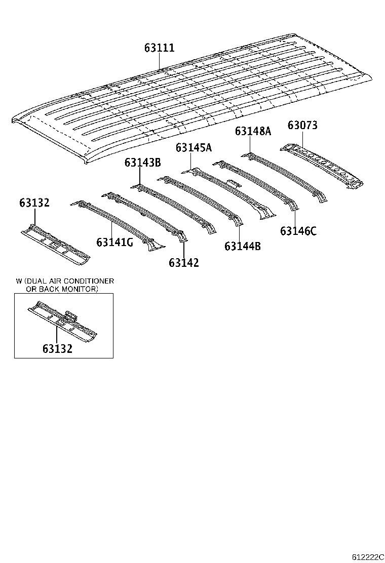 Toyota 63103-26290 REINFORCEMENT, ROOF PANEL, NO.1