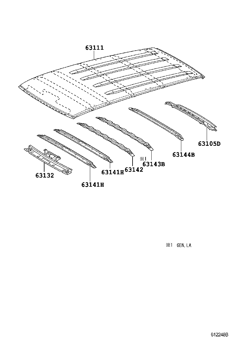63103-0K021 REINFORCEMENT, ROOF PANEL, CENTER product image