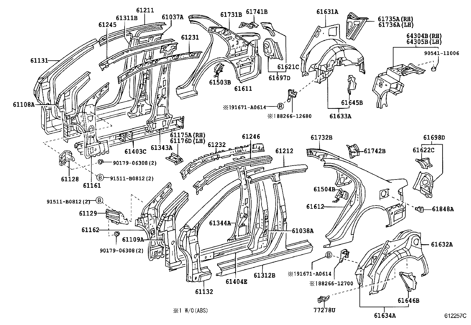 61631-12430 PANEL, QUARTER WHEEL HOUSE, OUTER RH product image
