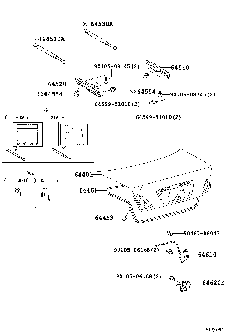 64520-30220 HINGE ASSY, LUGGAGE COMPARTMENT DOOR, LH product image