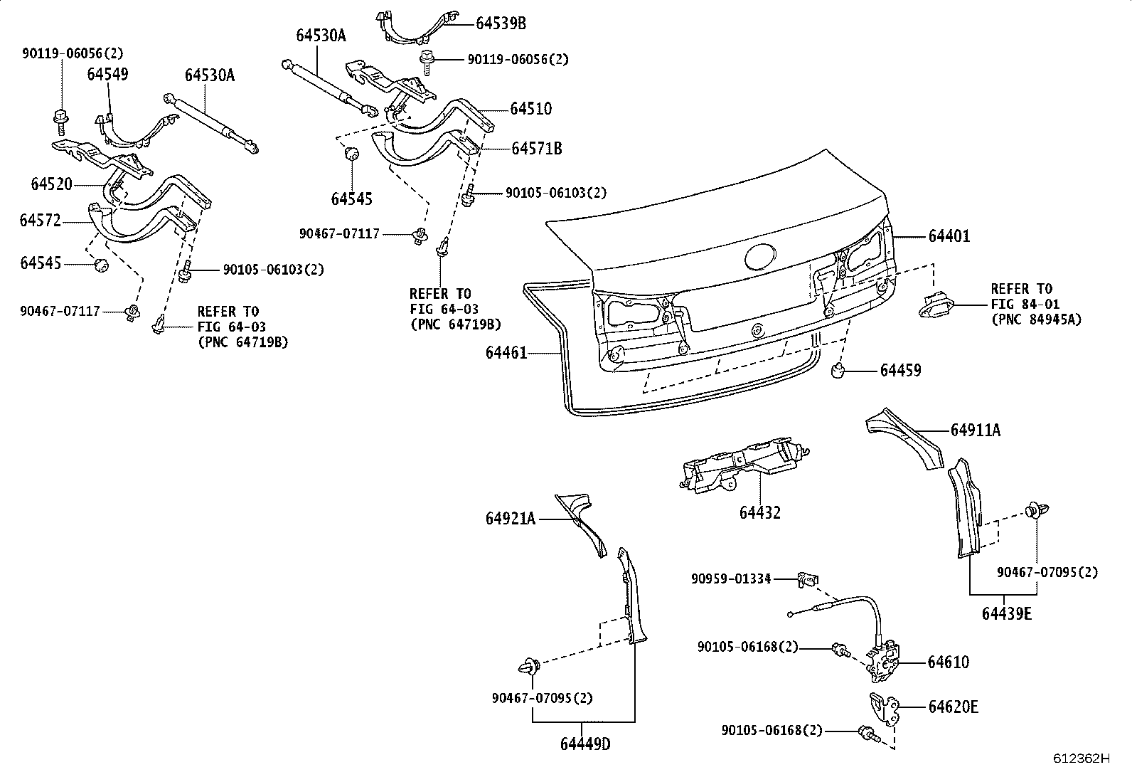 64520-53010 HINGE ASSY, LUGGAGE COMPARTMENT DOOR, LH product image