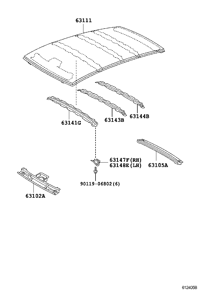 Toyota 63141-0D070 REINFORCEMENT, ROOF PANEL, NO.1