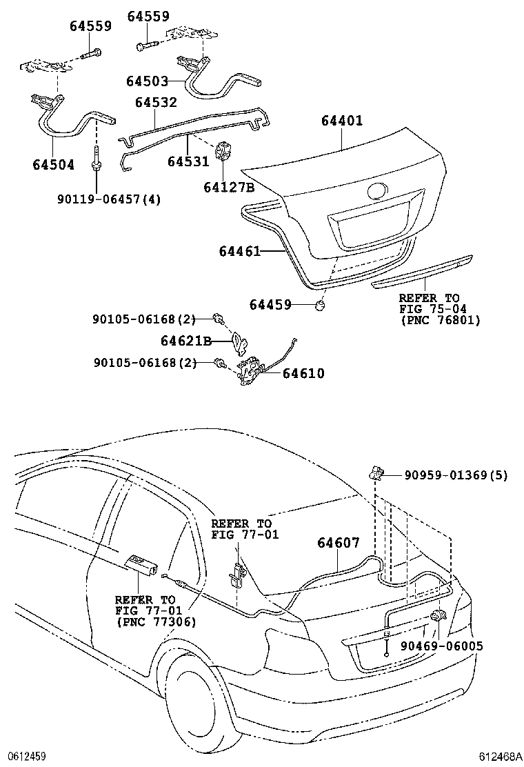 64531-52051 BAR, LUGGAGE DOOR HINGE TORSION, RH product image