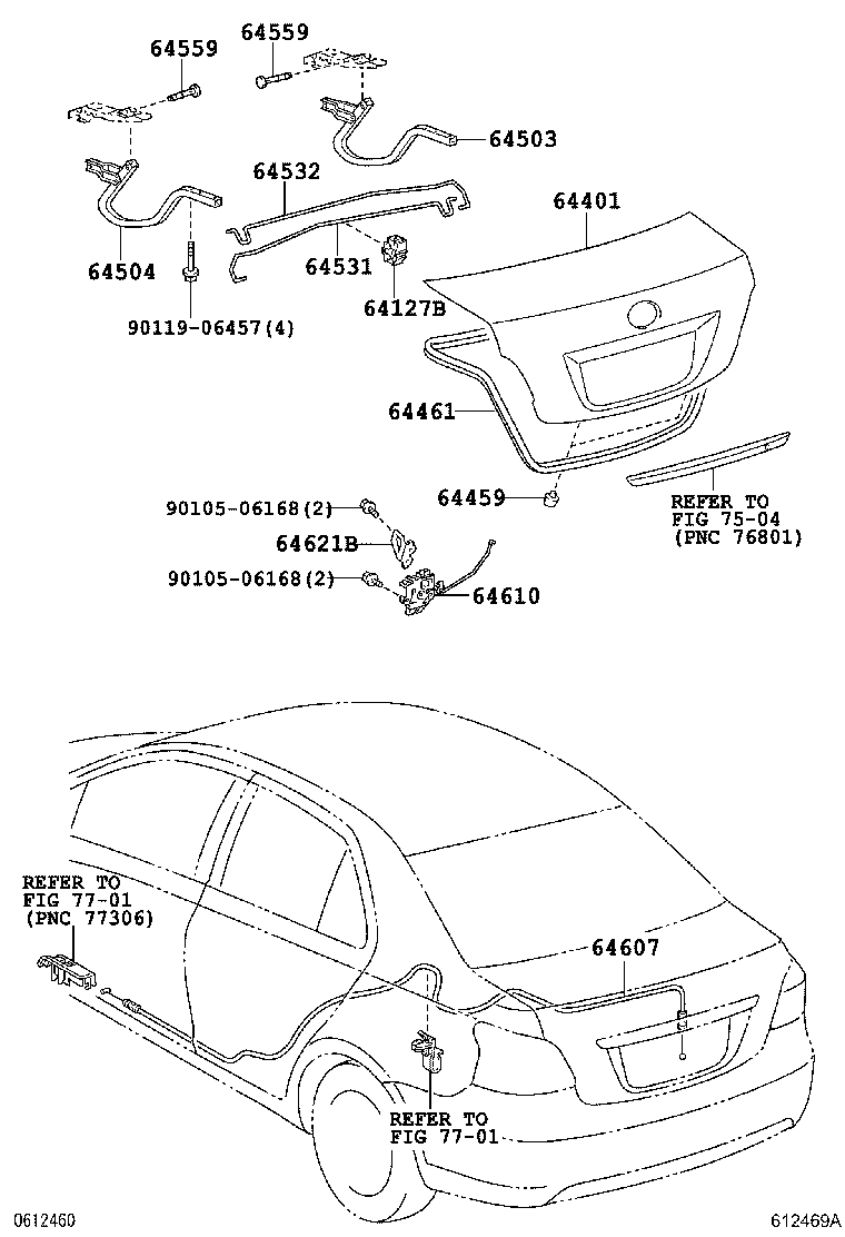 64531-52051 BAR, LUGGAGE DOOR HINGE TORSION, RH product image