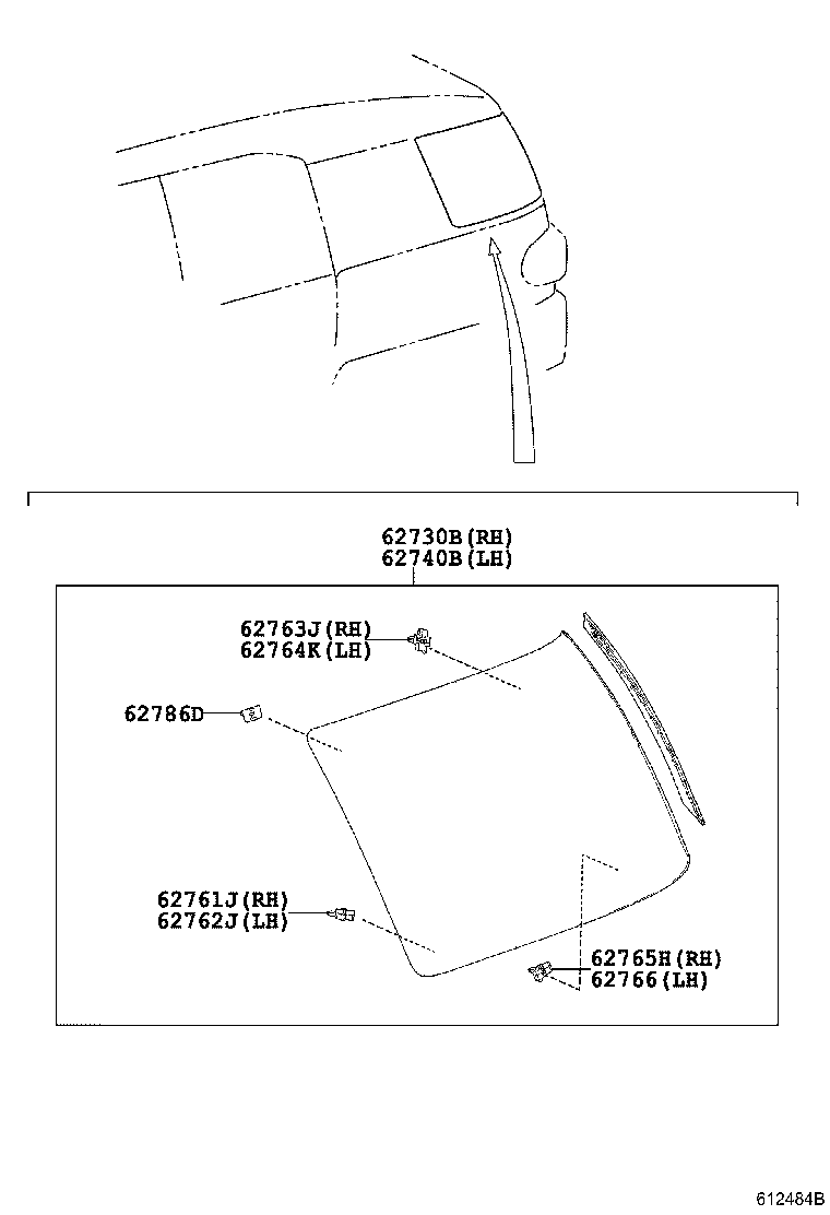 Toyota 62763-35010 RETAINER, QUARTER WINDOW GLASS, UPPER