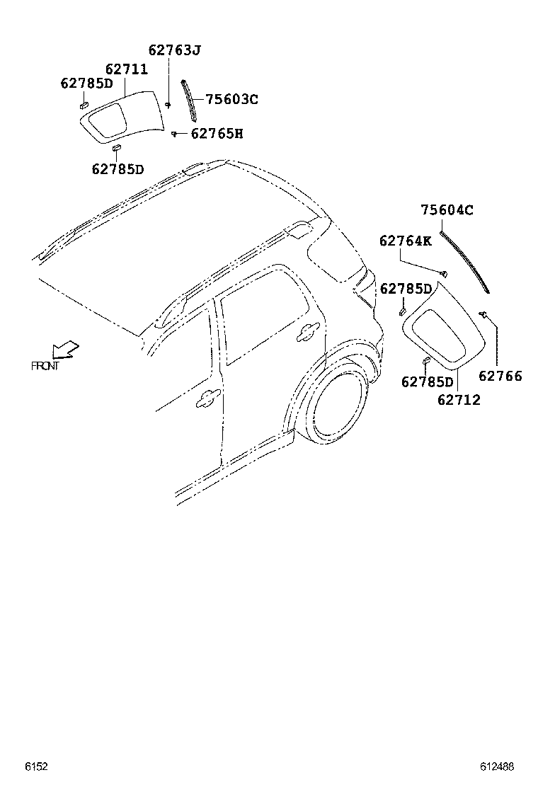 75641-B4010 MOULDING,QUARTER WINDOW,OUTSIDE FRONT RH product image