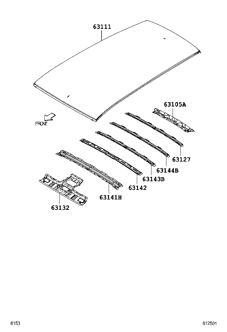 63142-B4010 REINFORCEMENT, ROOF PANEL, NO.2 product image