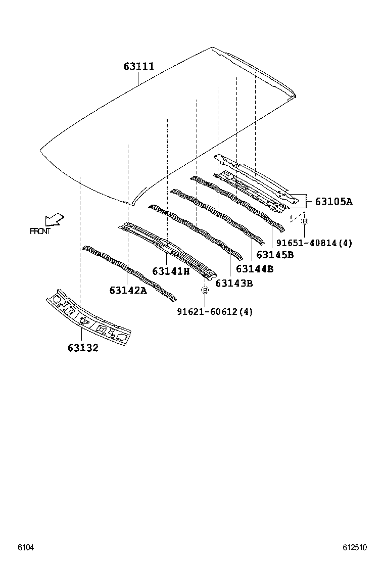 63142-B1020 REINFORCEMENT, ROOF PANEL, NO.2 product image