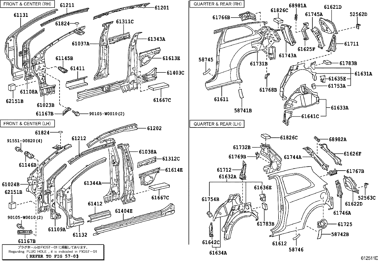 Toyota 61042-0D010 PILLAR, CENTER BODY, INNER LH
