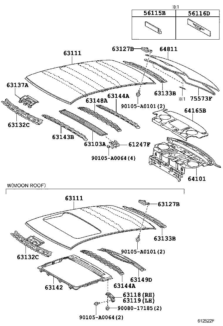 Toyota 64101-06220 PANEL SUB-ASSY, UPPER BACK