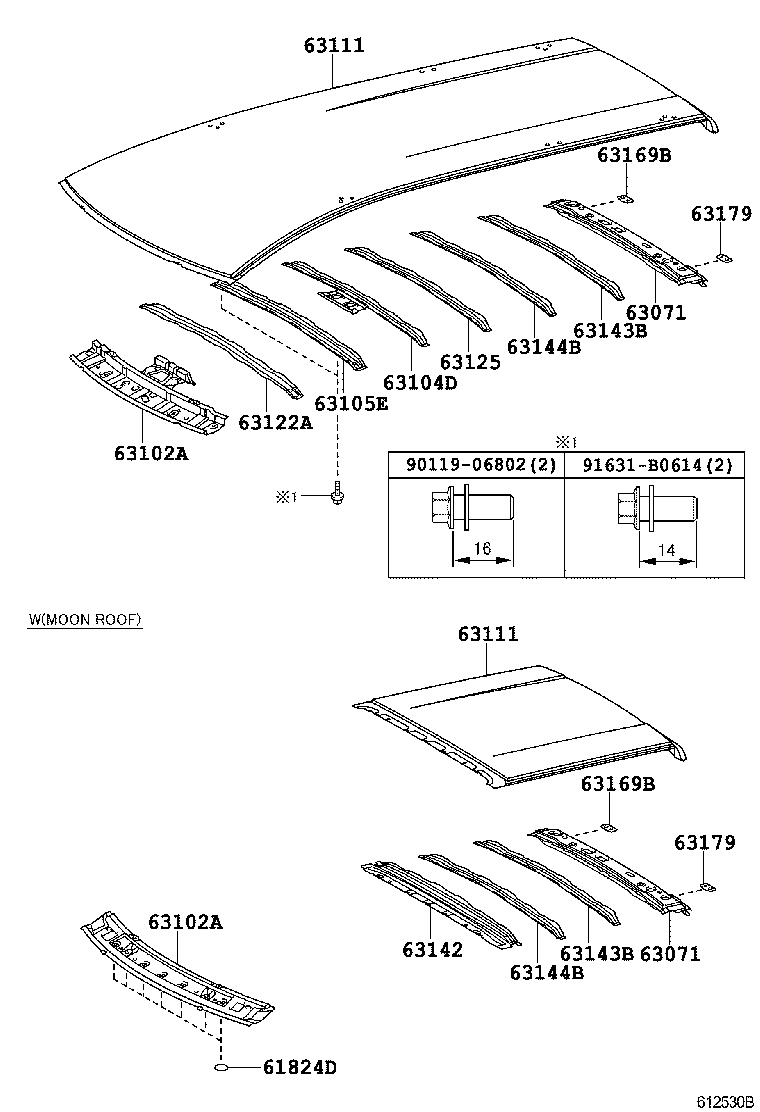 63143-28080 REINFORCEMENT, ROOF PANEL, NO.3 product image