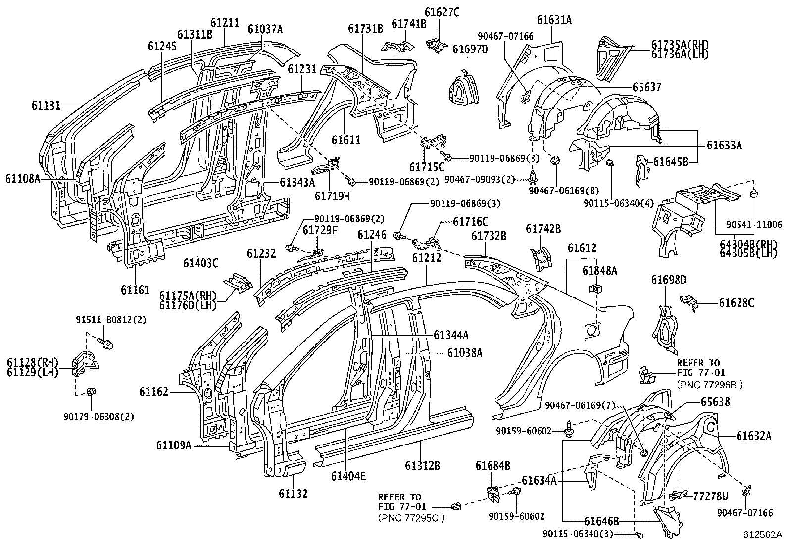 61024-12350 PILLAR, FRONT BODY, UPPER INNER LH product image