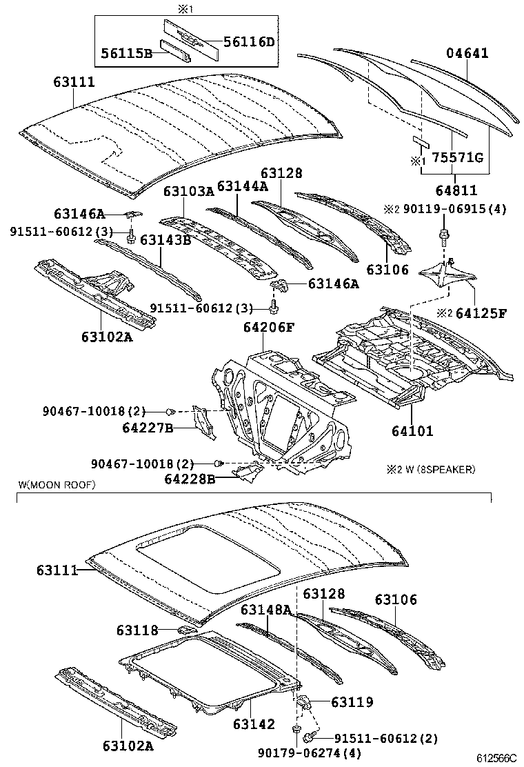 Toyota 63142-53901 REINFORCEMENT, ROOF PANEL, NO.2