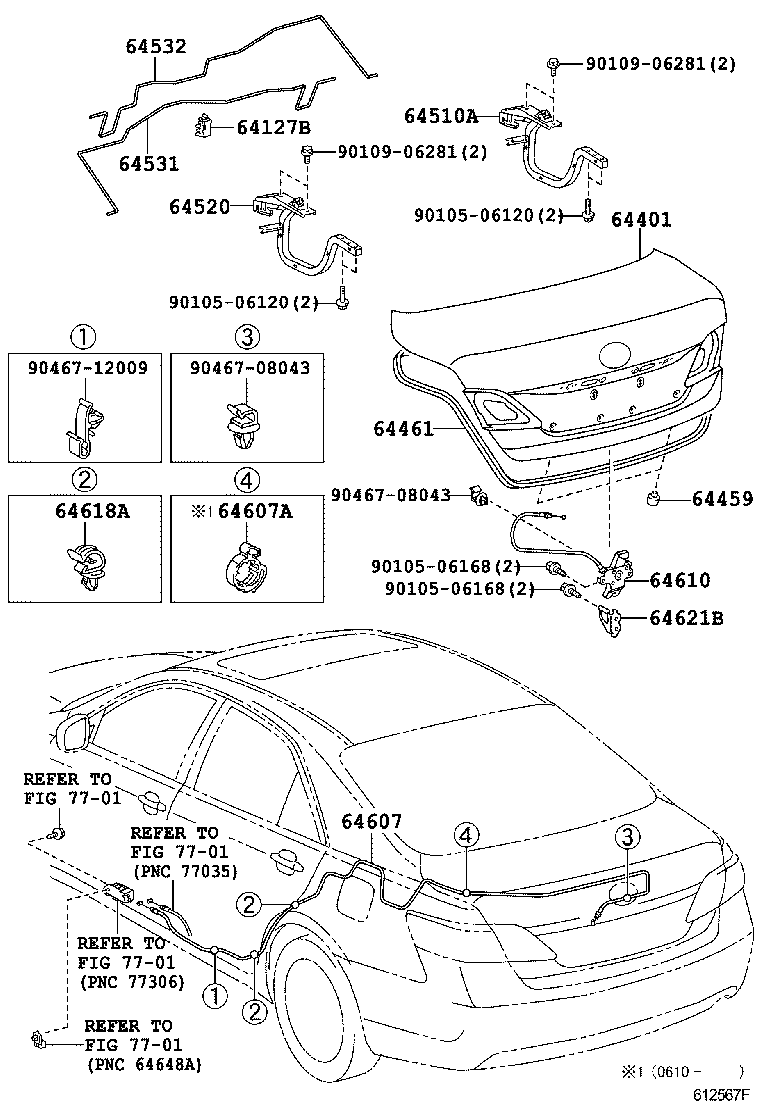 64127-06040 SUPPORT, LUGGAGE COMPARTMENT DOOR TORSION BAR product image
