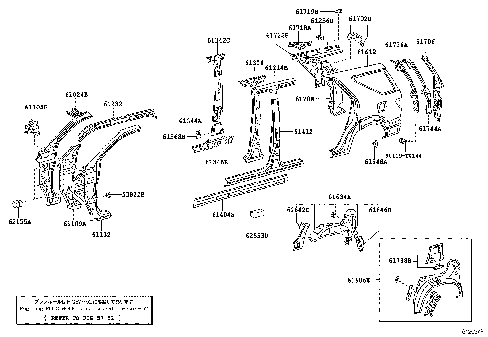 61631-0K030 PANEL, QUARTER WHEEL HOUSE, OUTER RH product image