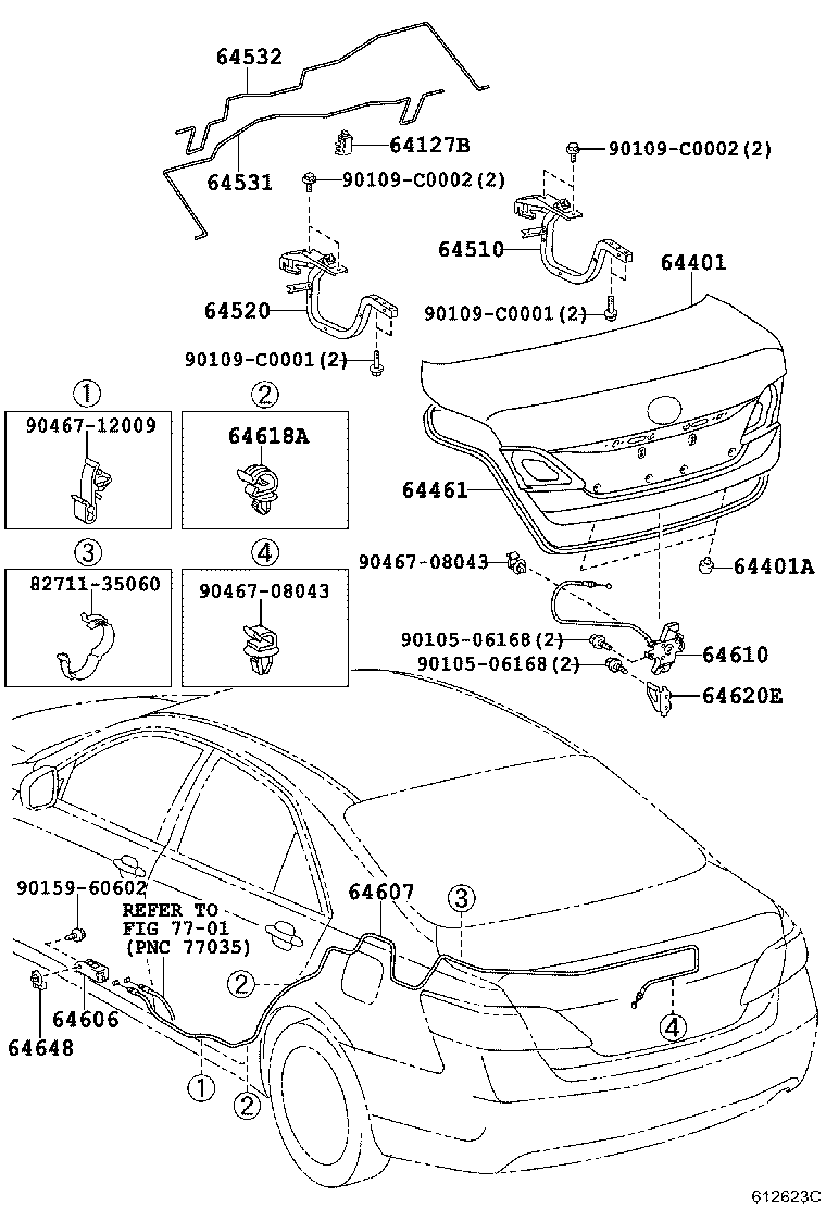 64127-06030 SUPPORT, LUGGAGE COMPARTMENT DOOR TORSION BAR product image
