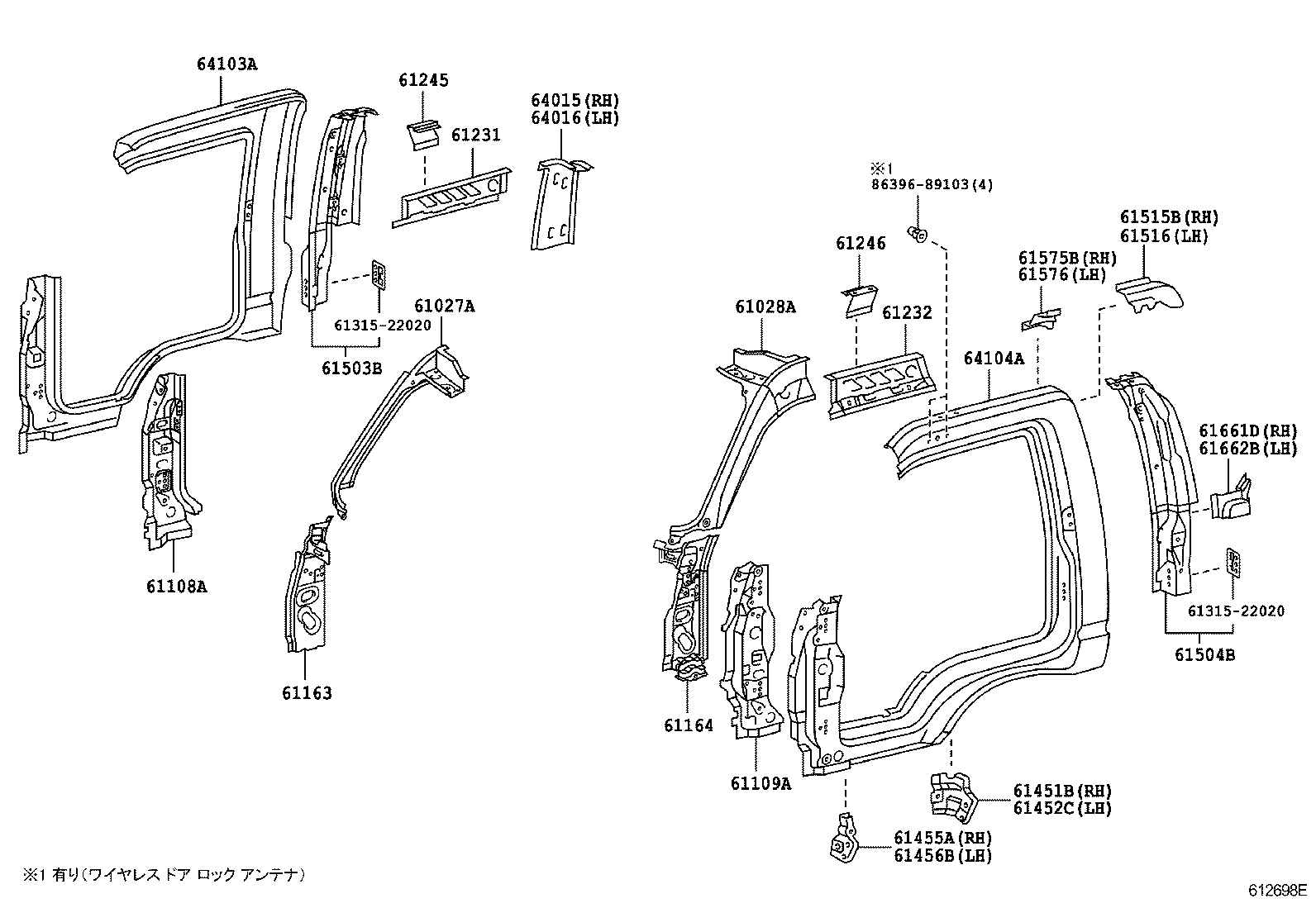 61234-37080 RAIL, ROOF SIDE, INNER NO.2 LH product image