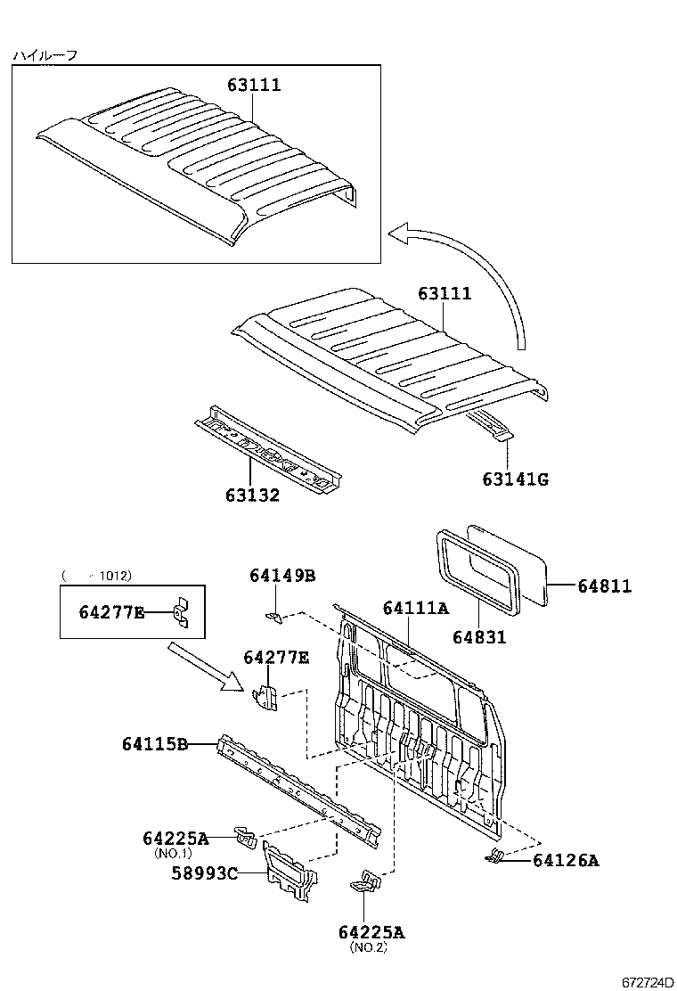 63149-95901 REINFORCEMENT, ROOF PANEL, NO.2 product image