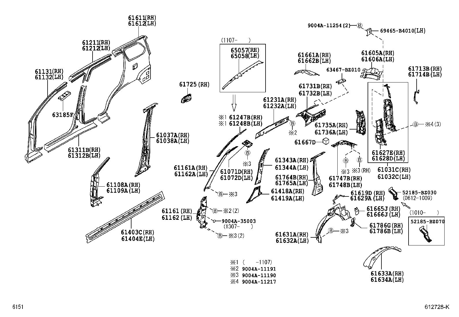 61311-BZ110 PILLAR, CENTER BODY, OUTER RH product image