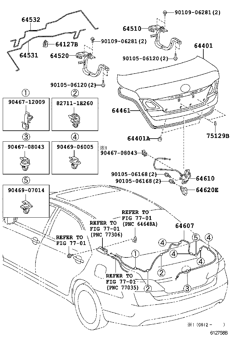 64531-06150 BAR, LUGGAGE DOOR HINGE TORSION, RH product image