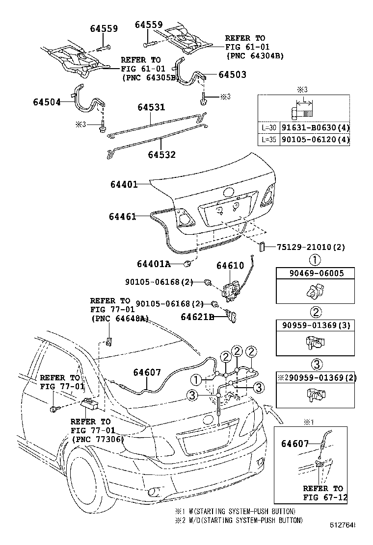 64607-12890 CABLE SUB-ASSY, LUGGAGE DOOR LOCK CONTROL product image