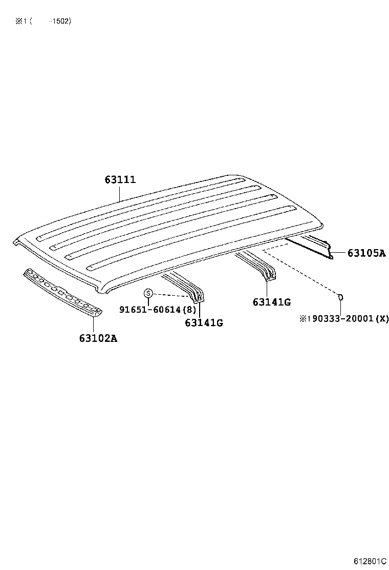 63102-60270 PANEL SUB-ASSY, WINDSHIELD HEADER product image