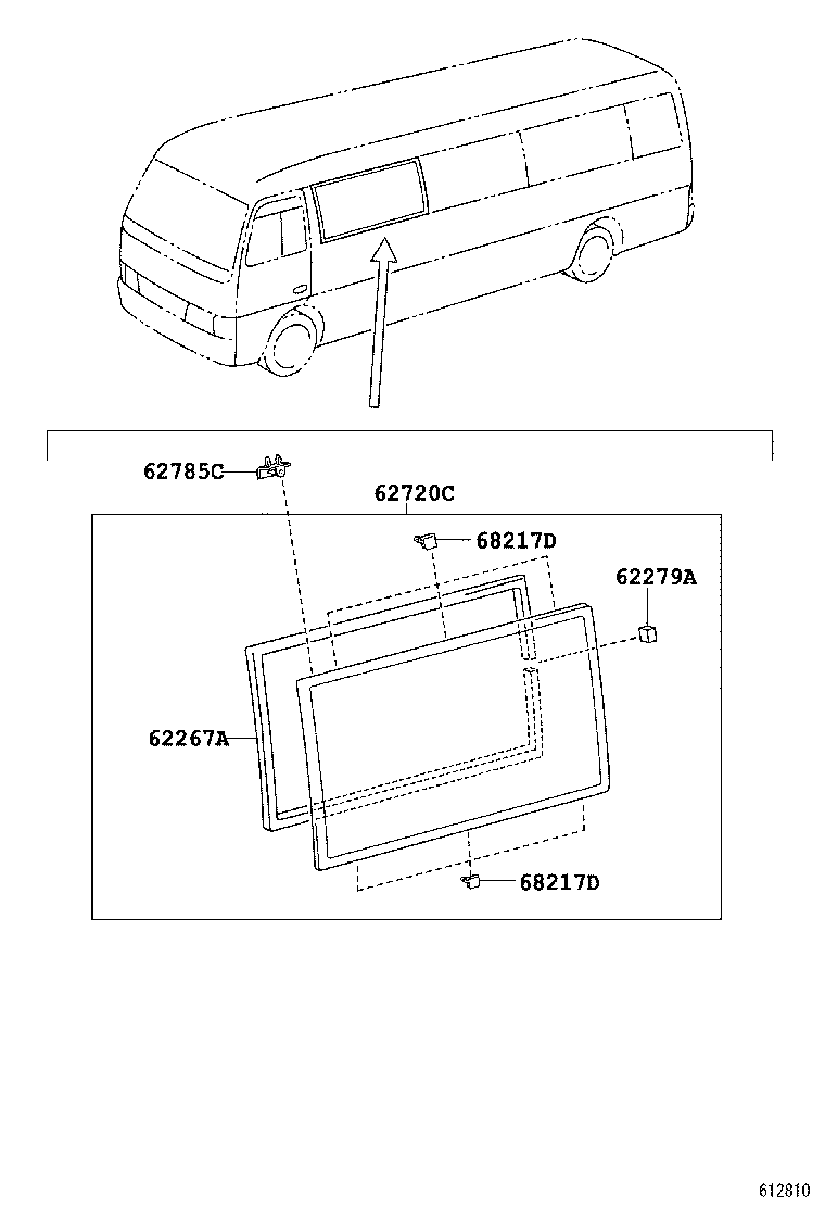 62073-36071 WINDOW ASSY, SIDE, REAR RH product image