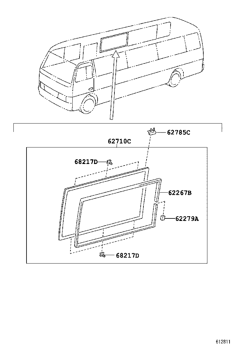 62073-36071 WINDOW ASSY, SIDE, REAR RH product image