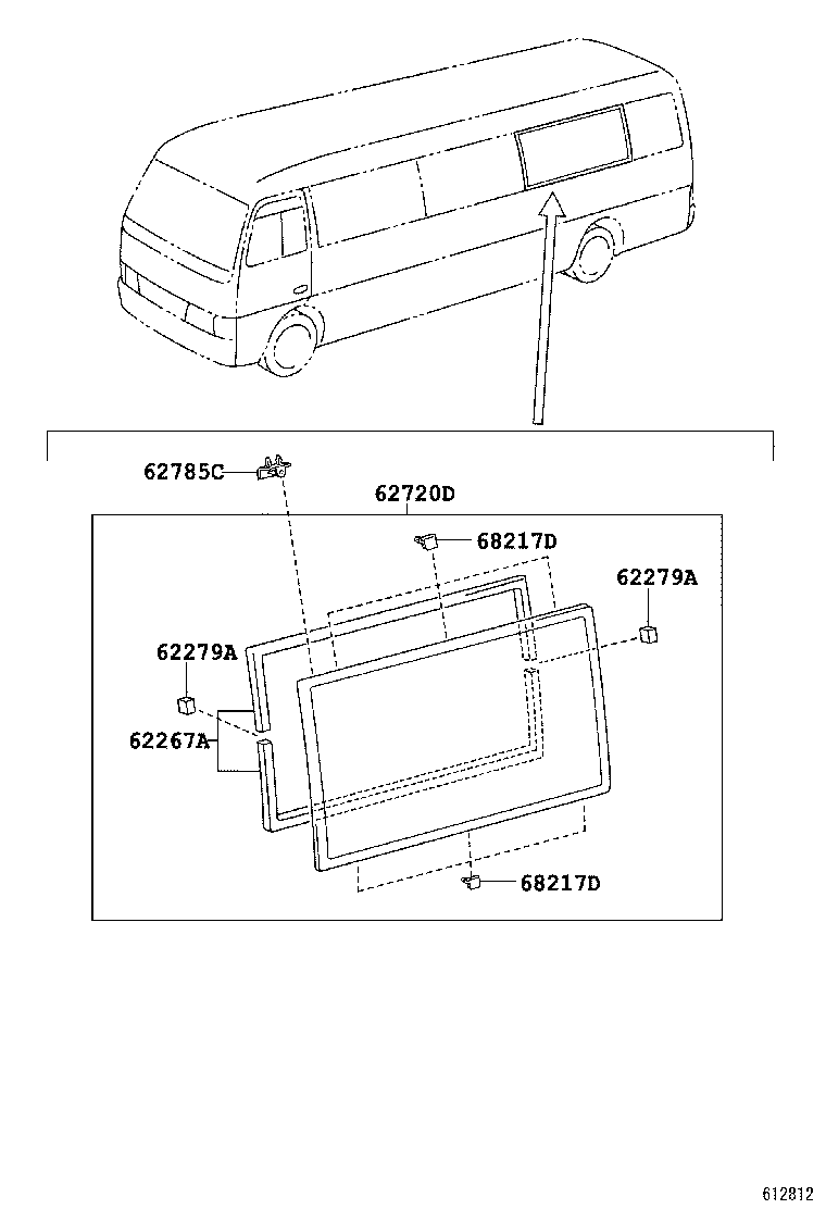 62073-36071 WINDOW ASSY, SIDE, REAR RH product image