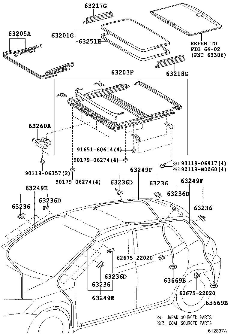 63102-02040 PANEL SUB-ASSY, WINDSHIELD HEADER product image
