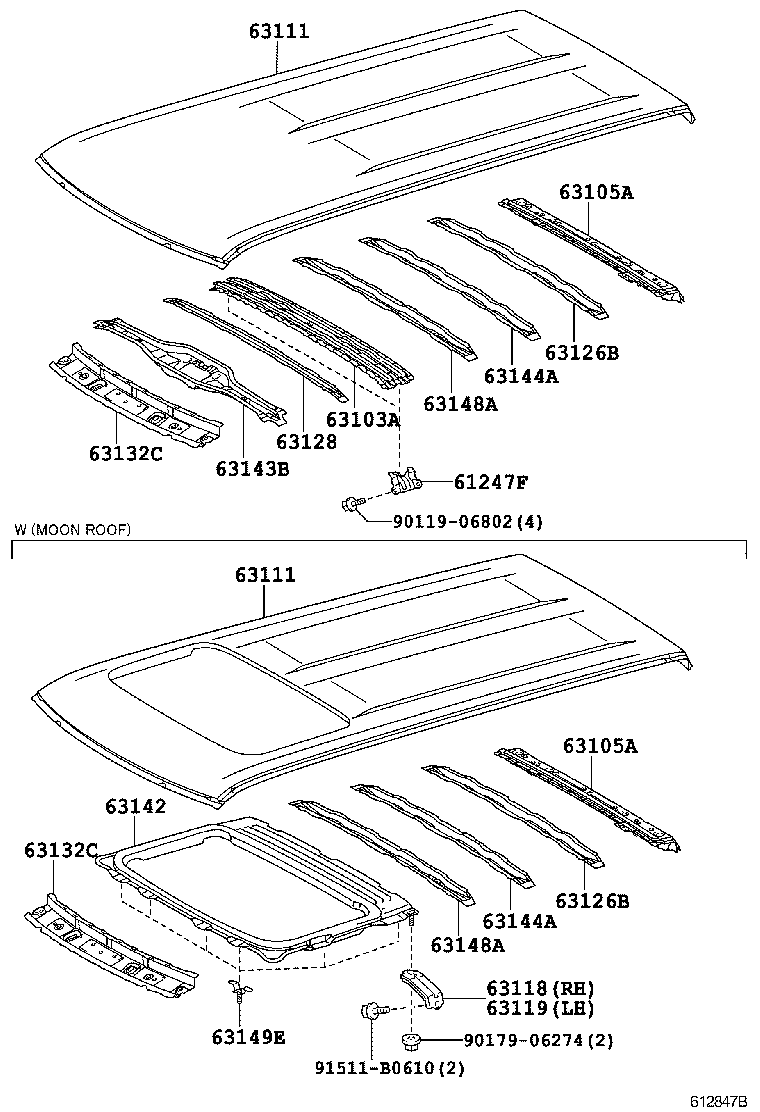 Toyota 63126-12030 REINFORCEMENT, ROOF PANEL, REAR NO.2